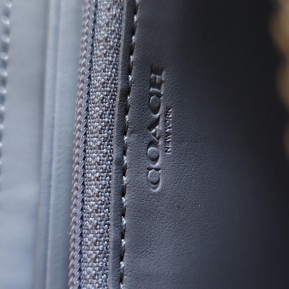 NWT Coach Light Khaki & Pool Leather Accordian Zip Long Wallet 💙🎁 - Picture 13 of 16